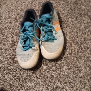 Blue and Orange Athletic Shoes